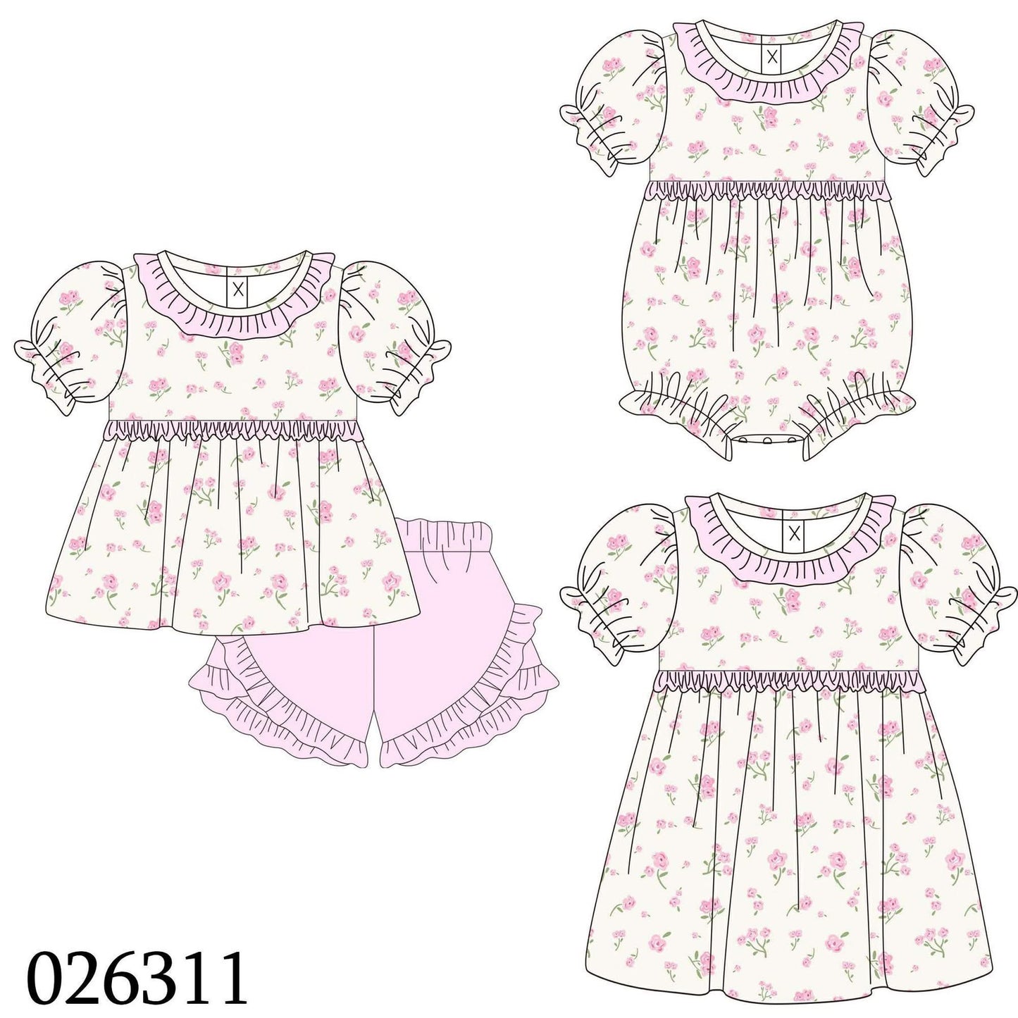Pink floral Shorts Set
