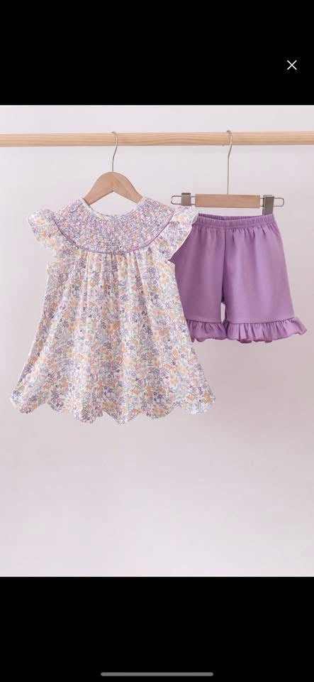 Lavender Floral Short Set