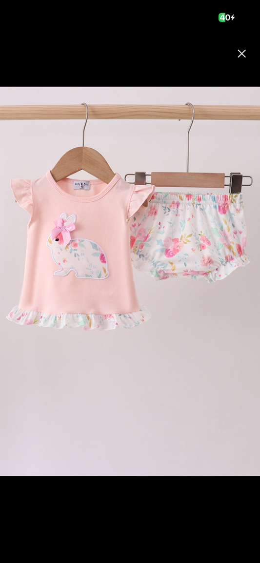 Floral Bunny Diaper Set