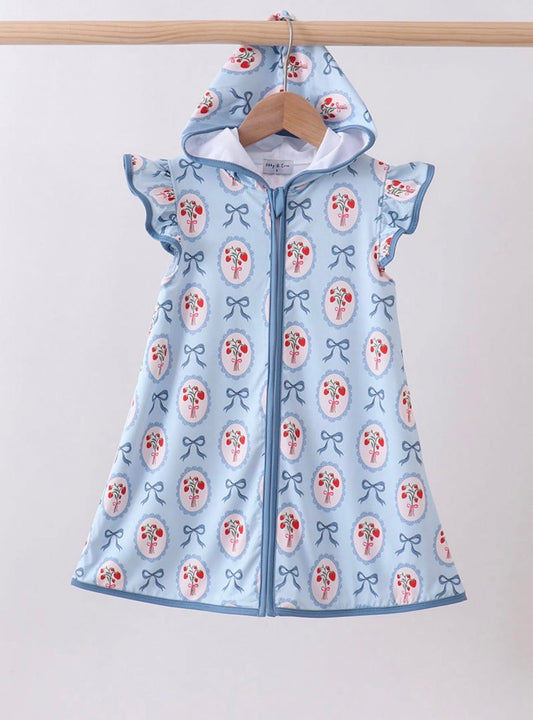 Blue Bow Strawberry Cover Up