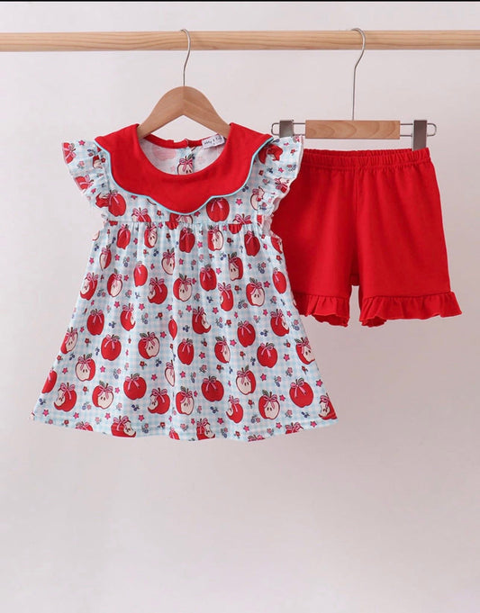 Red Apple Shorts Set